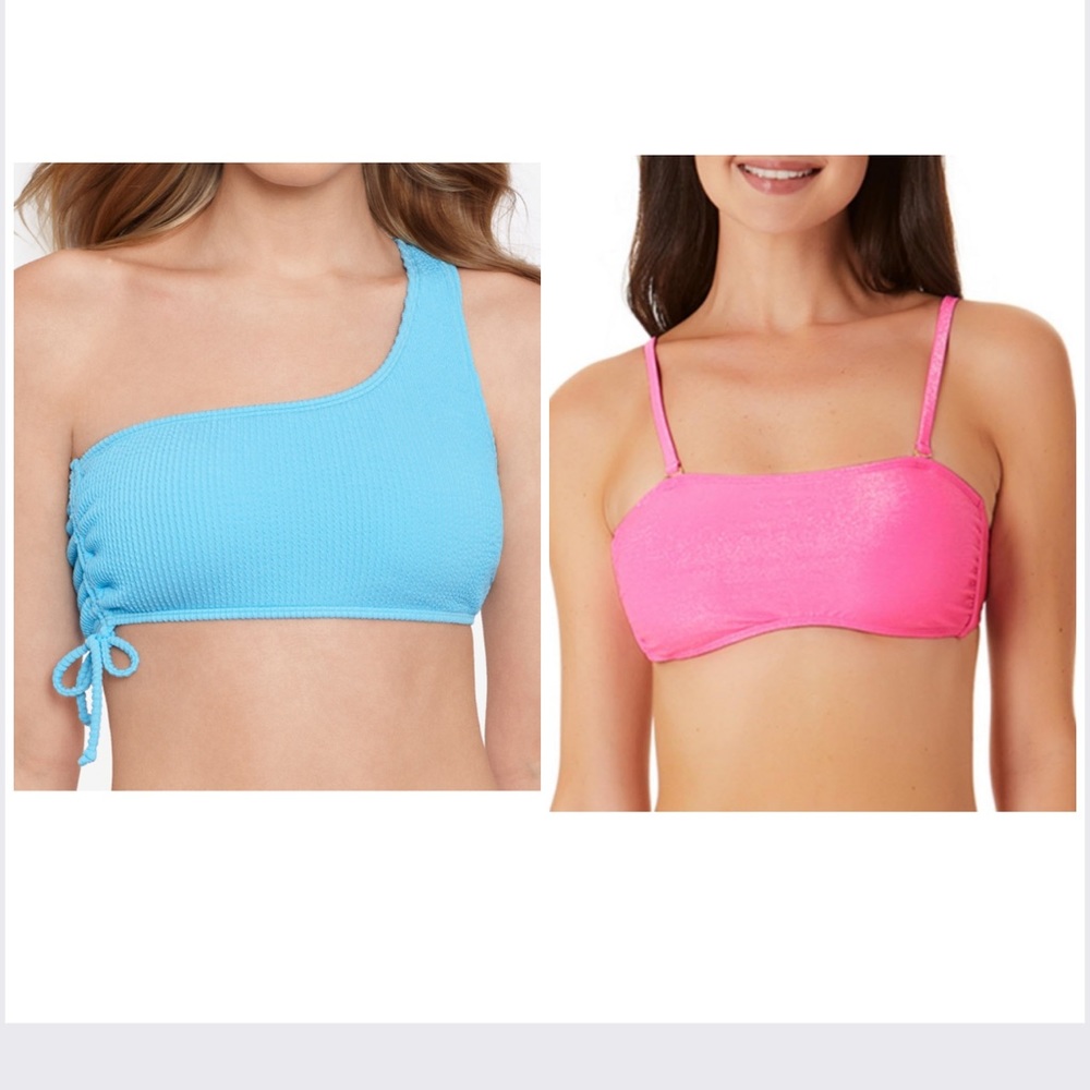 2 pack Pink Shimmer & One Shoulder Bikini Top NWT